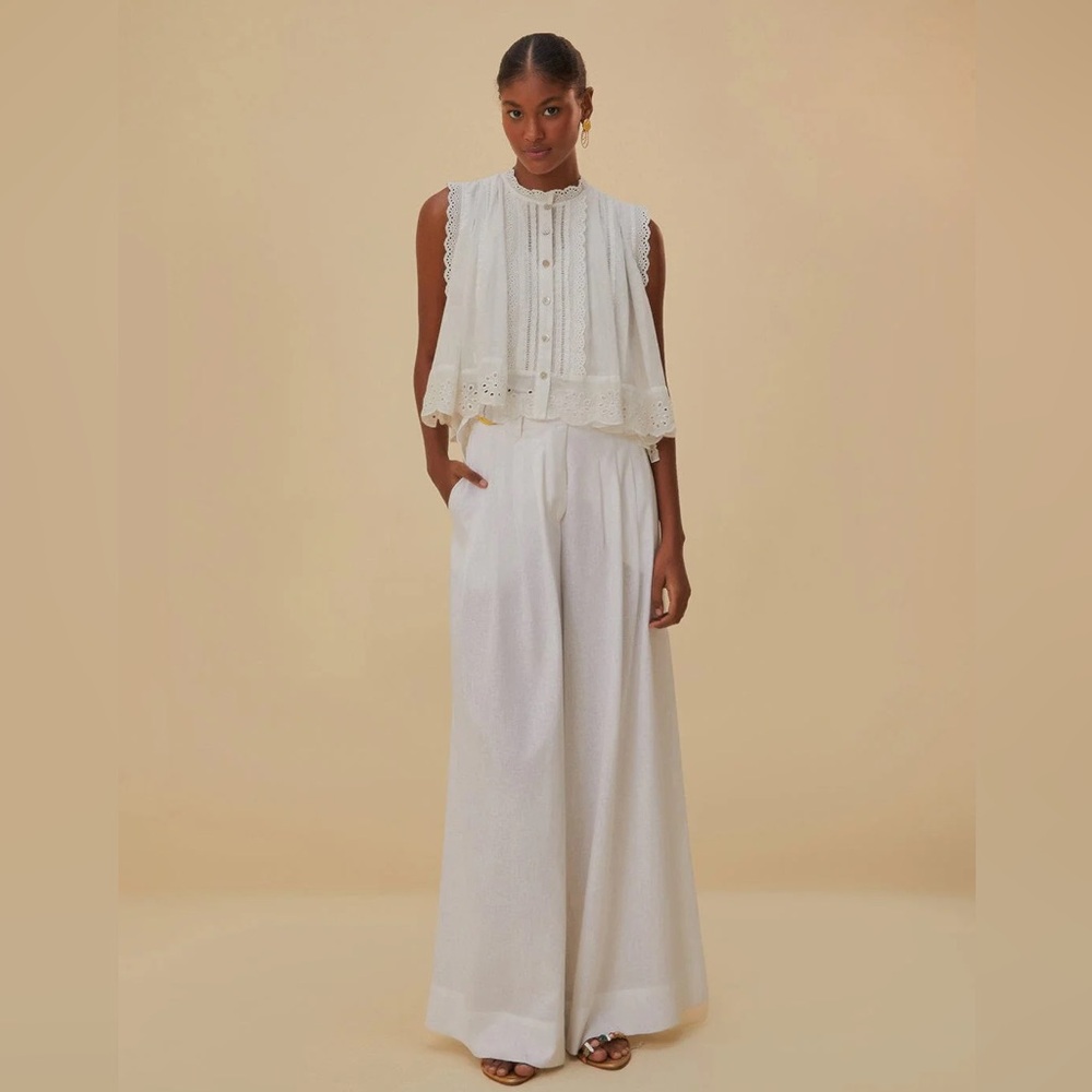 FARM Rio White Wide-Leg Pants